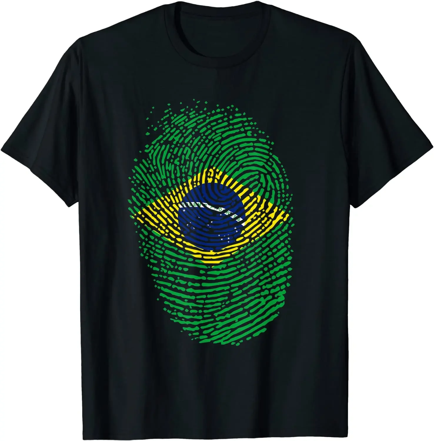 

Patriotic Fingerprint Brazil Brazilian Flag Men T-Shirt Short Sleeve Casual O-Neck Shirts