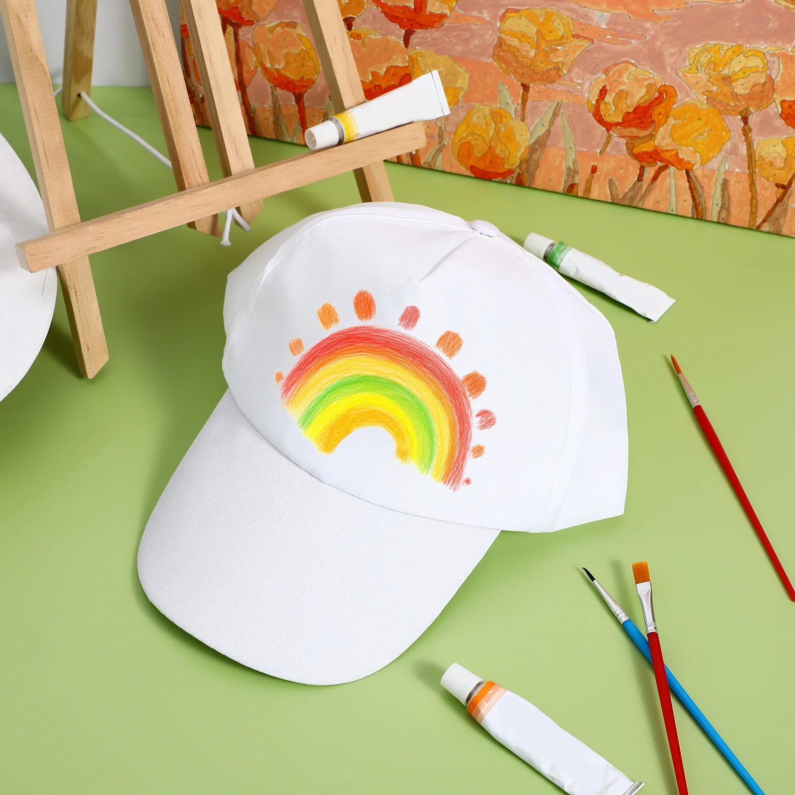 10pcs Diy Painting Hats Hand-painted Peaked Caps Art Craft Casquette Kids Painting Painting Hat Funny Kindergarten Accessory