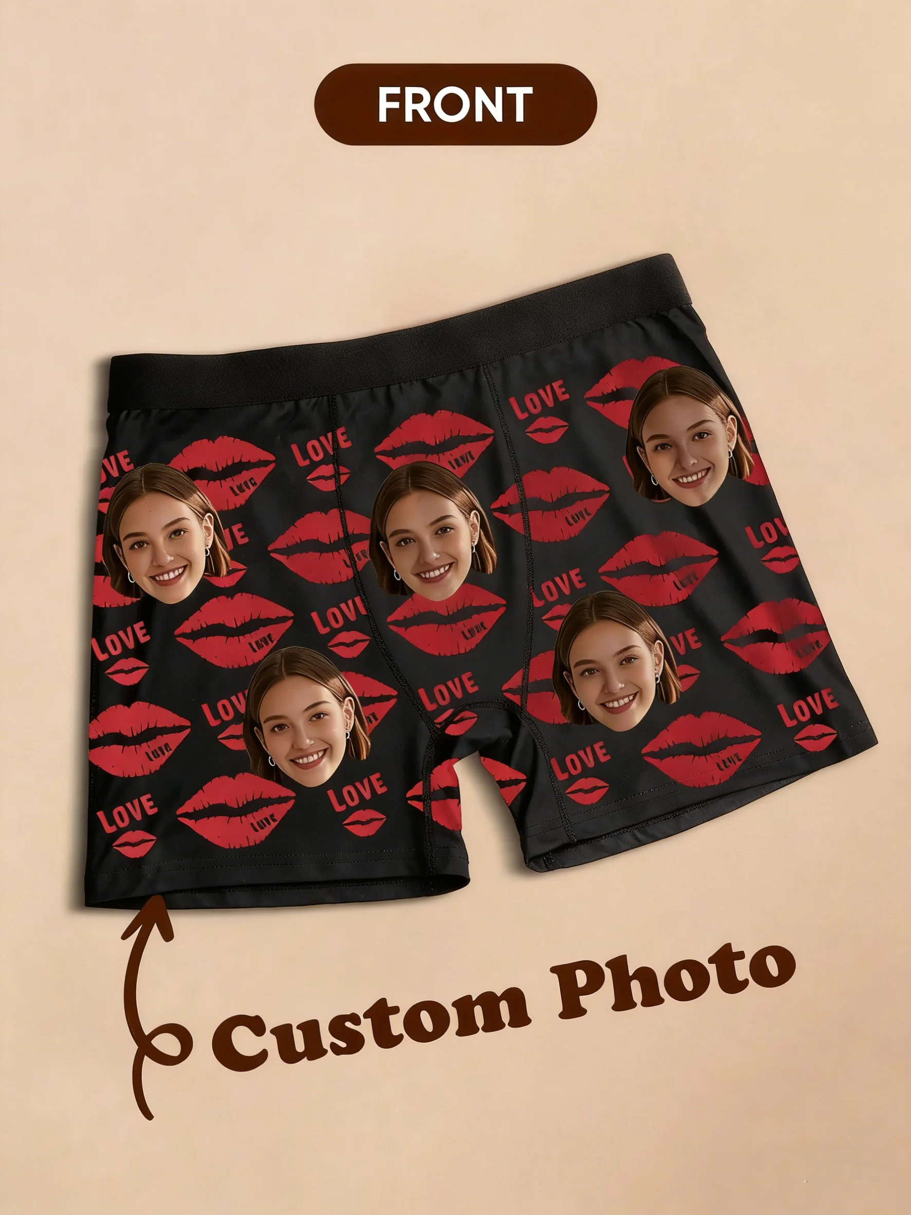 Custom Face Mens Boxer Briefs Personalized Photo Underwear Funny Custom Mens Shorts Six Sizes Available Gift for Him