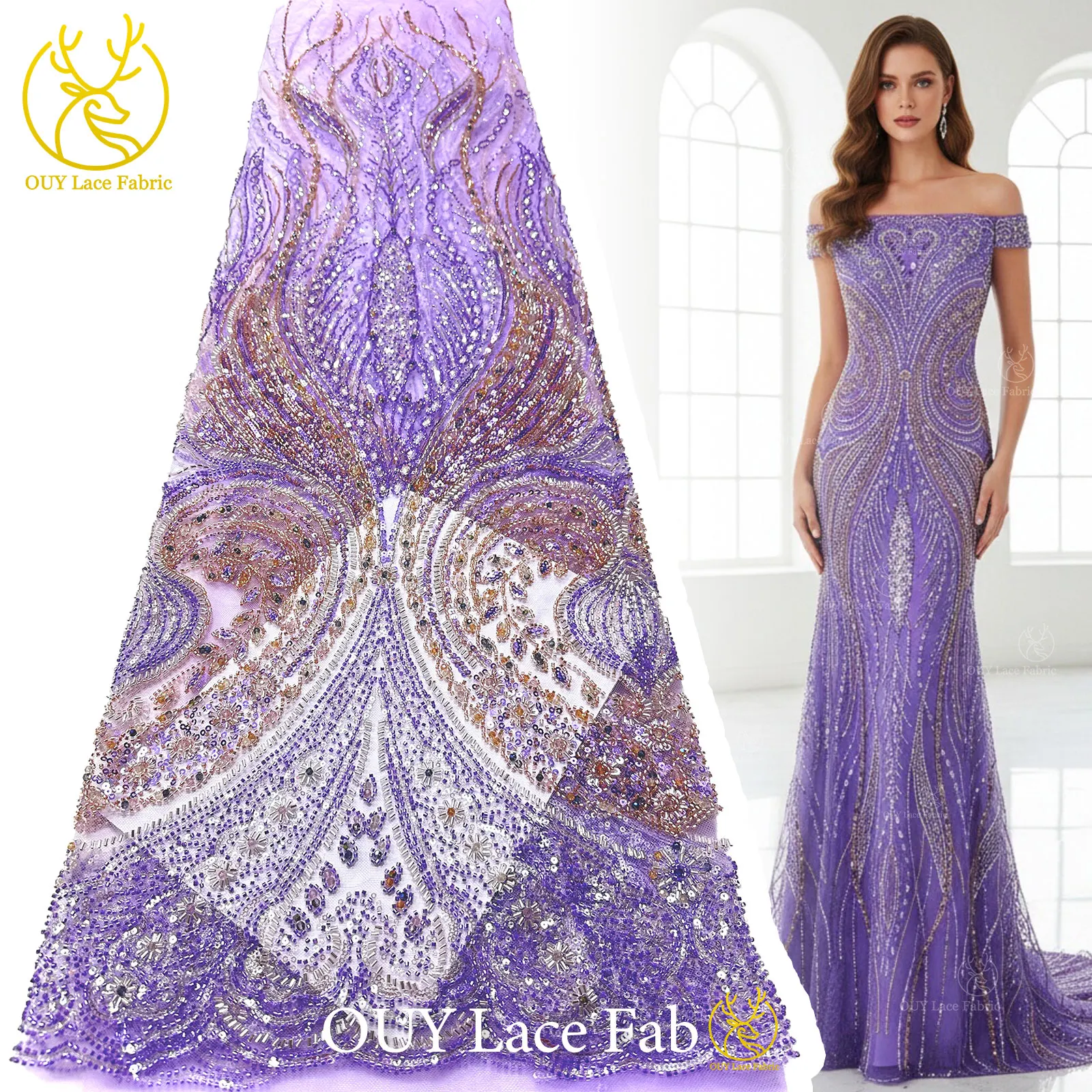 

Ladies Party Wedding Dresses African Groom Beaded Lace Fabric 2026 High Quality French Nigerian Sequins Tulle Lace Fabrics