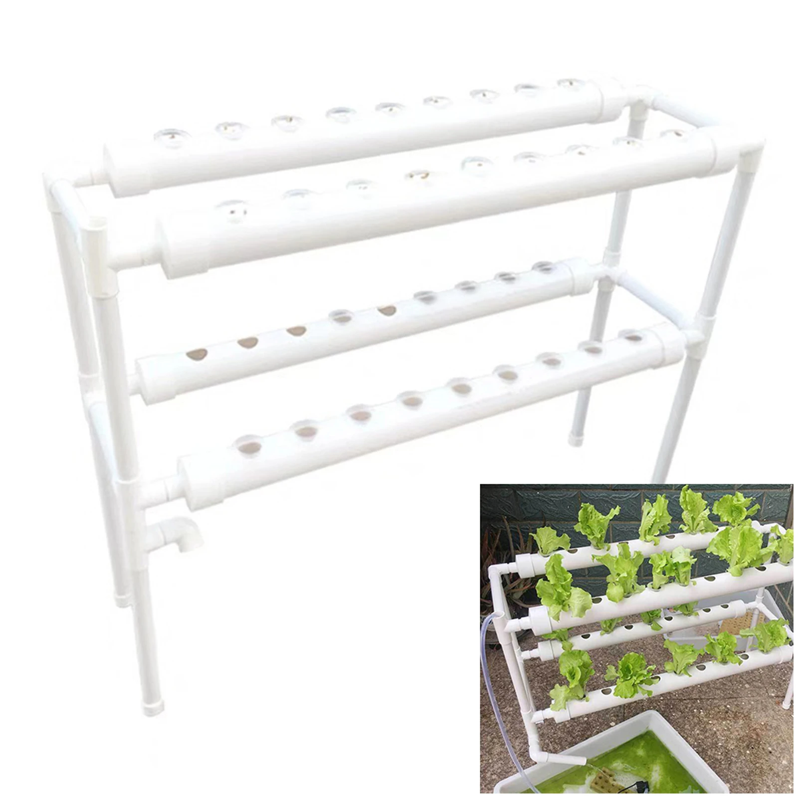 Two Layer 36/72 Holes Hydroponisches System Hydroponic Grow Kit For Vegetables Salad Flowers Fruits Pvc Hydroponic Pipe Home