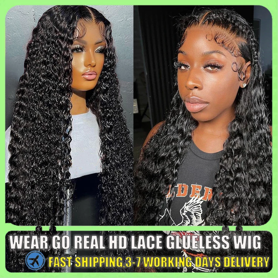 30 Inch Deep Wave Transparent 13x4 13x6 Lace Frontal Human Hair Wigs For Black Women Brazilian  Wigs Remy Deep Curly Front Wig