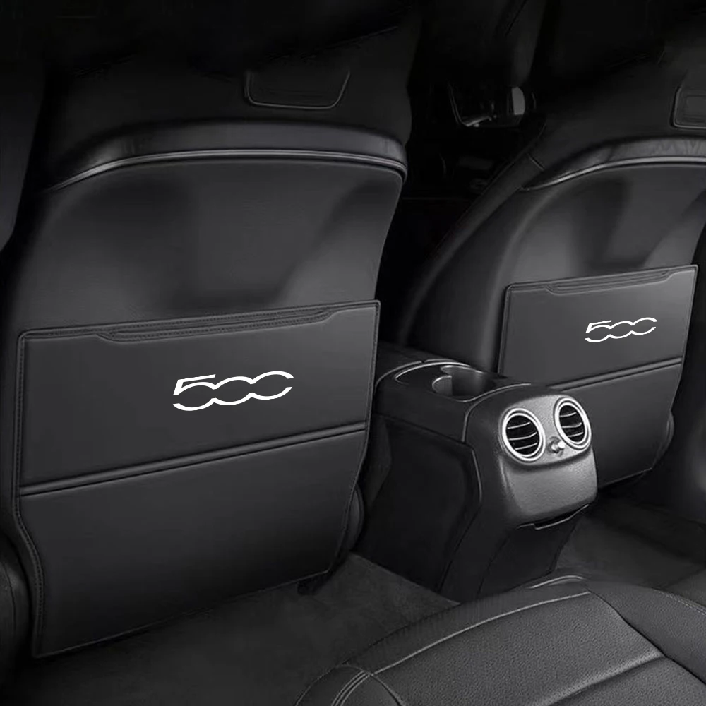 

Leather 2Pcs Car Seat Back Anti Kick Cushion Auto Accessories For Fiat 500 500C 2012 500X 500L Auto Interior Accessories