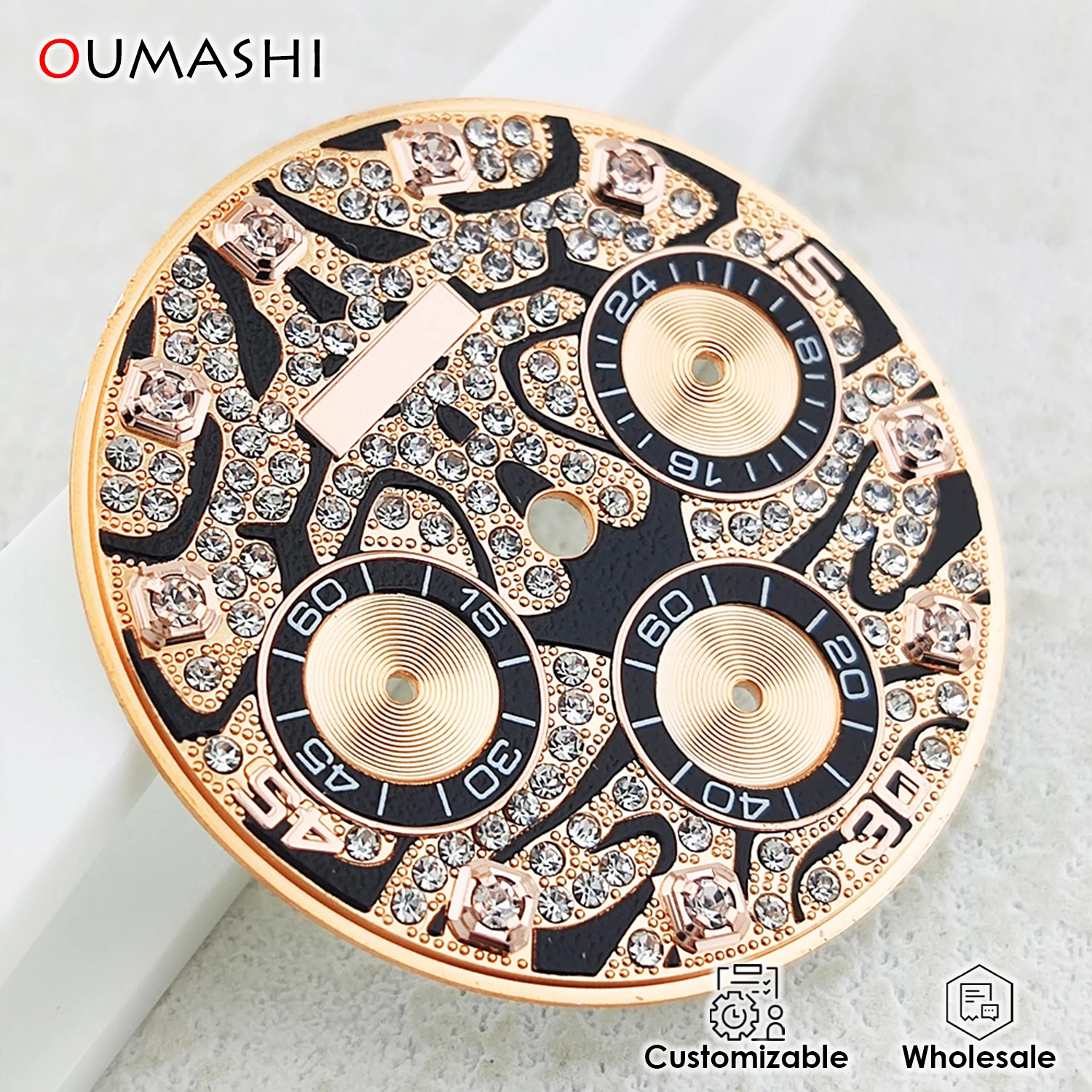 قرص VK63 بقرص 29 مم بنمط النمر وإكسسوارات ساعة مؤشر الماس وقرص ساعة بشعار قابل للتخصيص