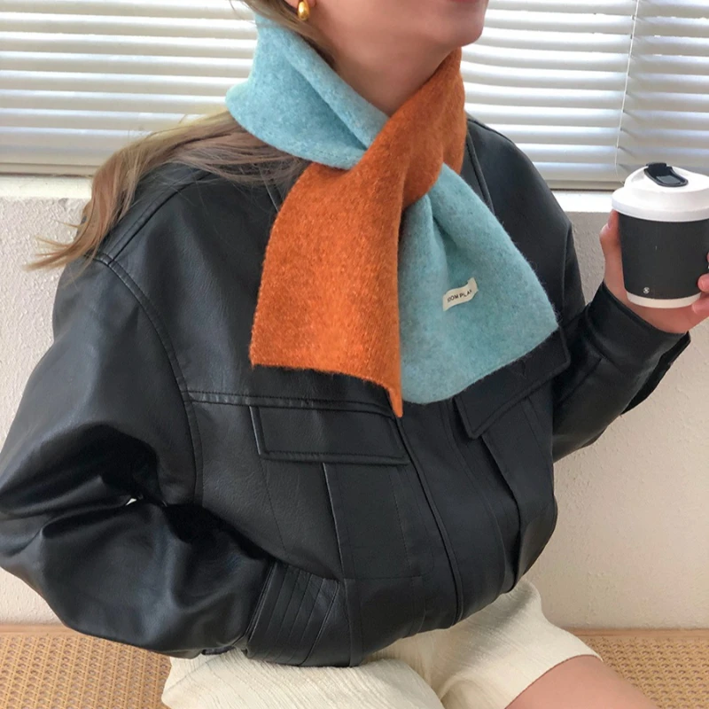 

Вязаный шейный шарф с крестом для женщин, зимний корейский стиль, модный женский осенне-зимний однотонный эластичный мягкий шерстяной теплый шарф