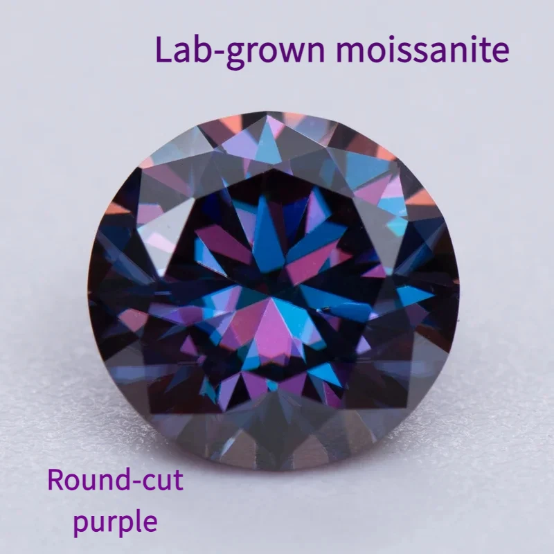 

Lab-Grown Moissanite Round Cut Imperial Purple Synthetic Lab-Grown Diamond for Jewelry Making Materials with GRA Certificate