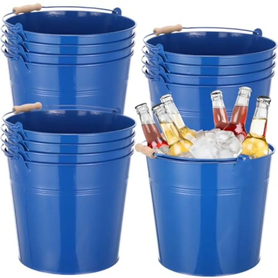 

12 Pcs Large Galvanized Metal Buckets with Handle 10 Inch Heavy Duty Stainless Steel Pails Round Pail for Party Wedding Crafts