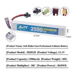Original LiPo battery 11.1V 3S 3500mAh 30C 5020120 for RC Water Gun Airsoft BB Air Pistol Electric Toys Guns Parts
