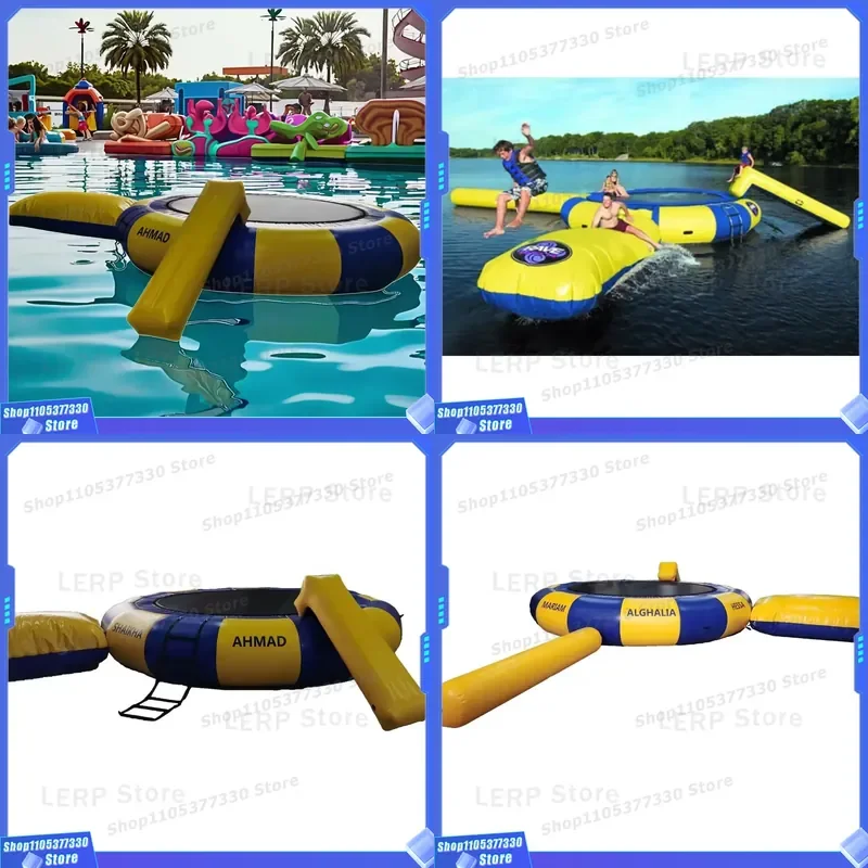20FT Inflatable Floating Water Park Trampoline Combo with Slide for Kids and Adults