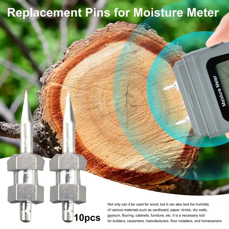 Replacement Pins For Moisture Meter Moisture Tester Pins Accessories 10 Pins Replacements Set Heavy-Duty Moisture Probe