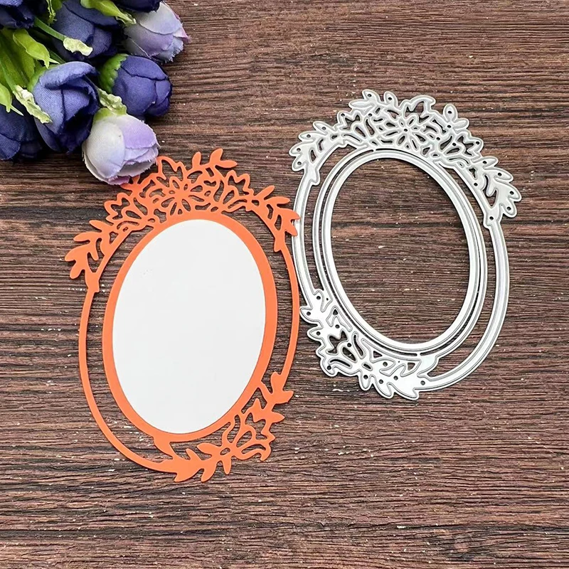 AOKEDIY Oval Lace Flower Frame Metal Cutting Die for DIY Scrapbooking Album Decorative Crafts Embossing Paper Cards Making