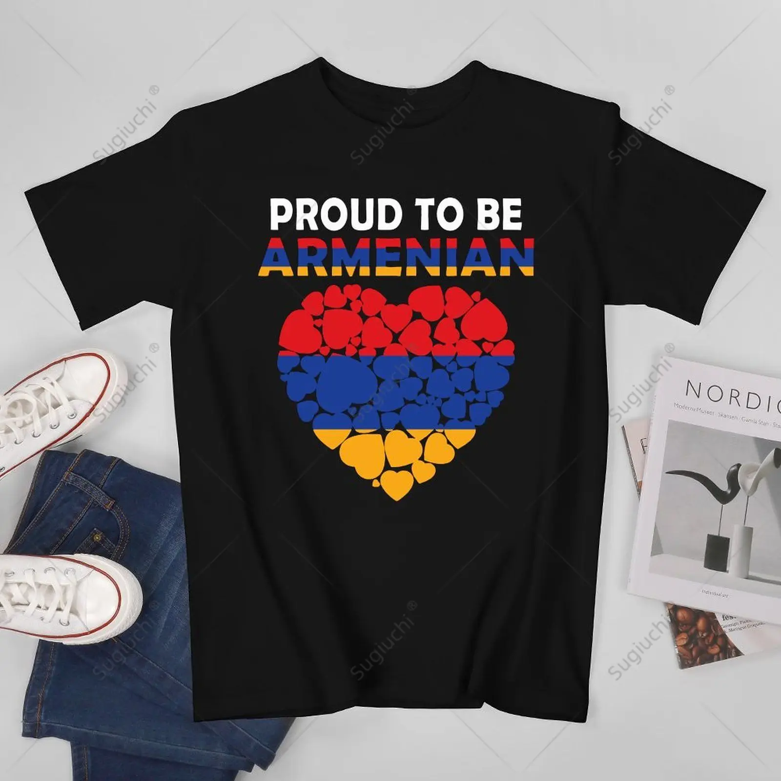 Unisex Men Armenia Flag Heart Proud to Be Armenian Tshirt Tees T Shirts Women Boys 100% Cotton T-Shirt