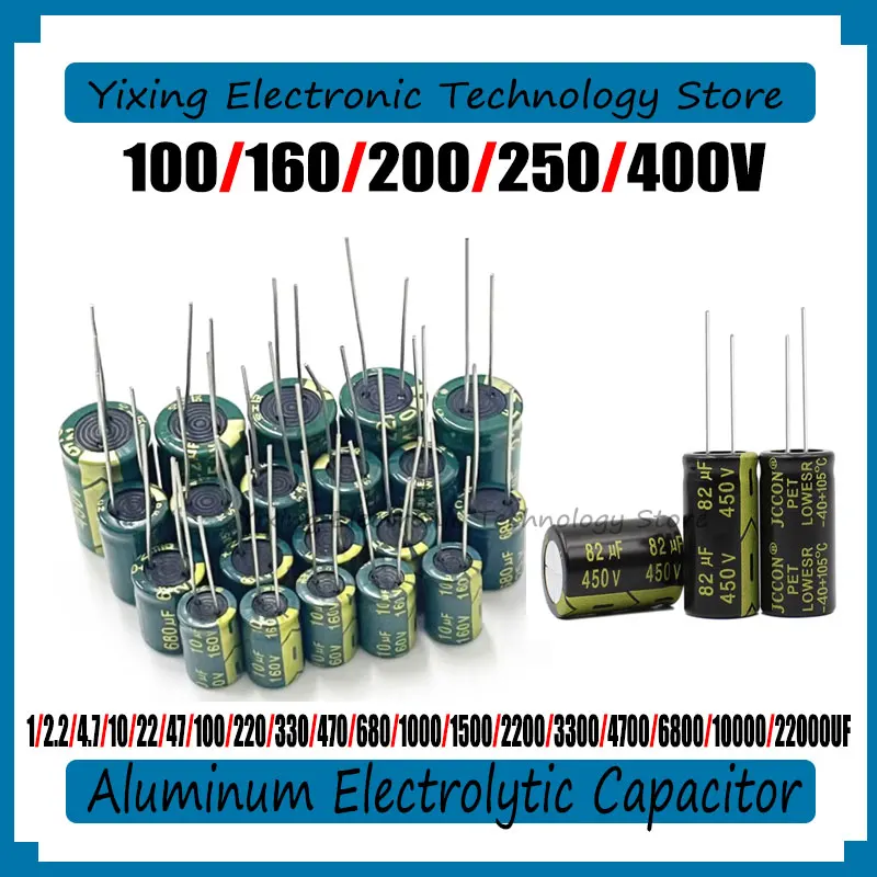 10PCS Aluminum Electrolytic Capacitor Green Gold Black Gold 100V 160V 200V 250V 400V 1000 1500 2200 3300 4700 6800 10000 22000UF