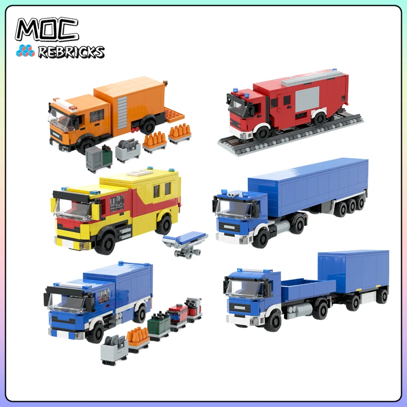 MOC 9t Heavy Emergency Relief Truck with Trailer Building Blocks Technical Rescue Cargo Transport Vehicle Model Toy Adult