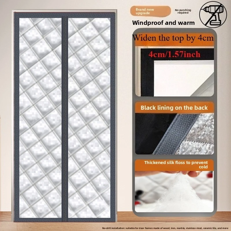 Winter Magnetic Cotton Door Curtain,windproof, Thickened, Warm,partition Curtain, Soundproof, Cold Proof, Blackout Curtain