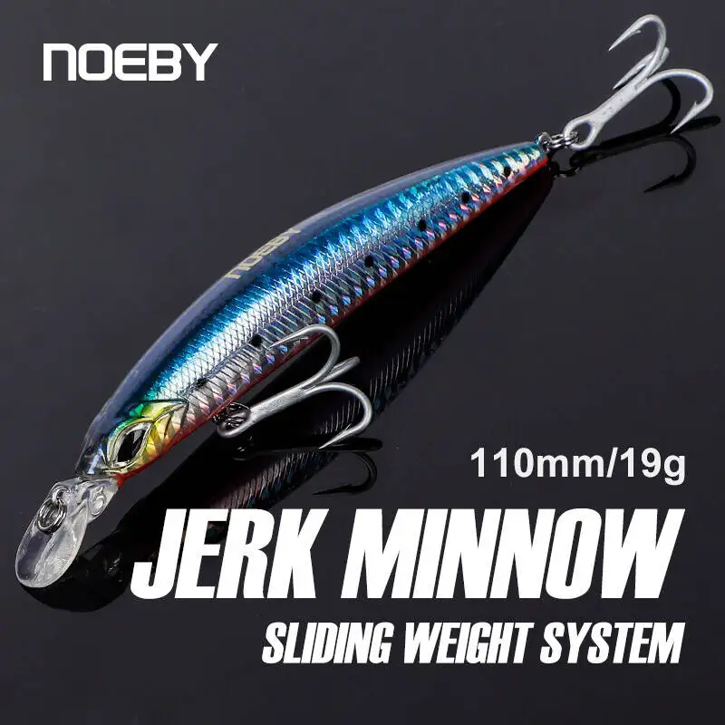 

NOEBY Jerkbait Minnow 10mm 19g Fishing Lure, Sinking Wobblers, Sliding Weight System, Artificial Bait for Sea Bass Fishing Lure