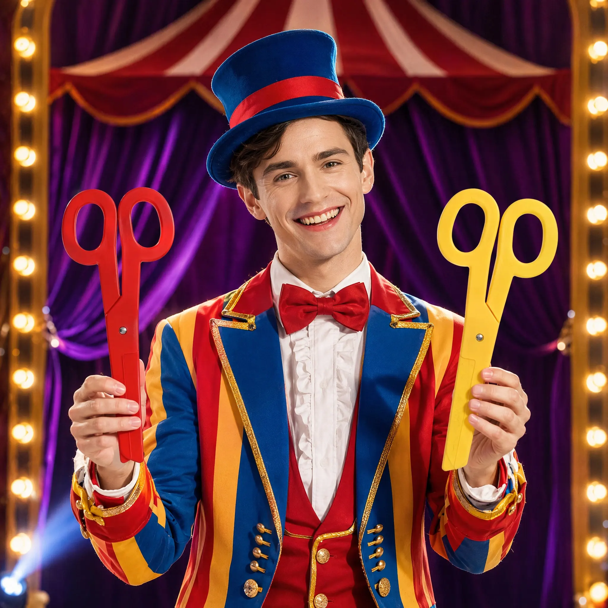 2Pcs Plastic Giant Clown Scissors Red Yellow Lightweight Fake Oversized Scissor Stage Accessory Giant Scissors