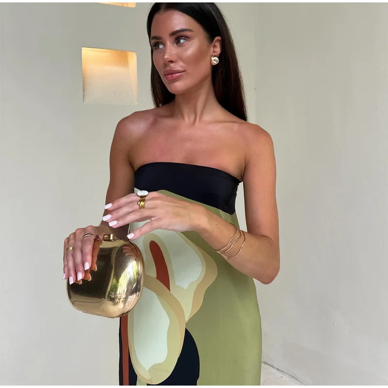 2024 sommer Frauen Liebsten Backless Blume Gedruckt Lange Kleid Frauen Ärmel Off Schulter Vestidos Plus Größe S-3XL Streetwear – Detail 3