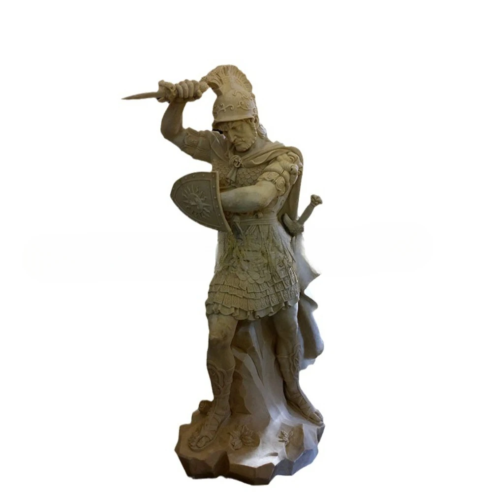 European style Roman samurai fiberglass sandstone sculpture manufacturer direct sales figure sculpture ornaments hotel campus co