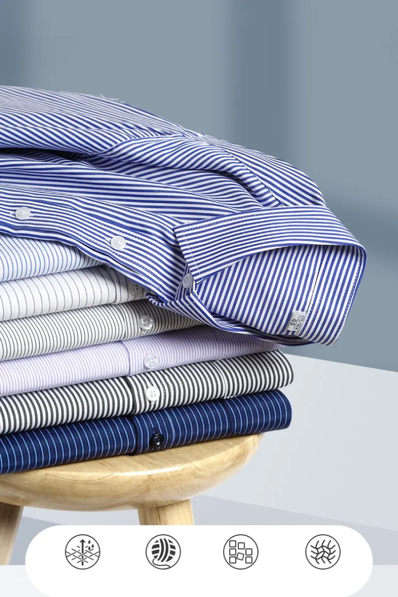 

Лидер продаж, деловые рубашки, тонкие социальные умные рубашки, весенние универсальные мужские рубашки, повседневные рубашки в полоску, эластичные топы с длинными рукавами