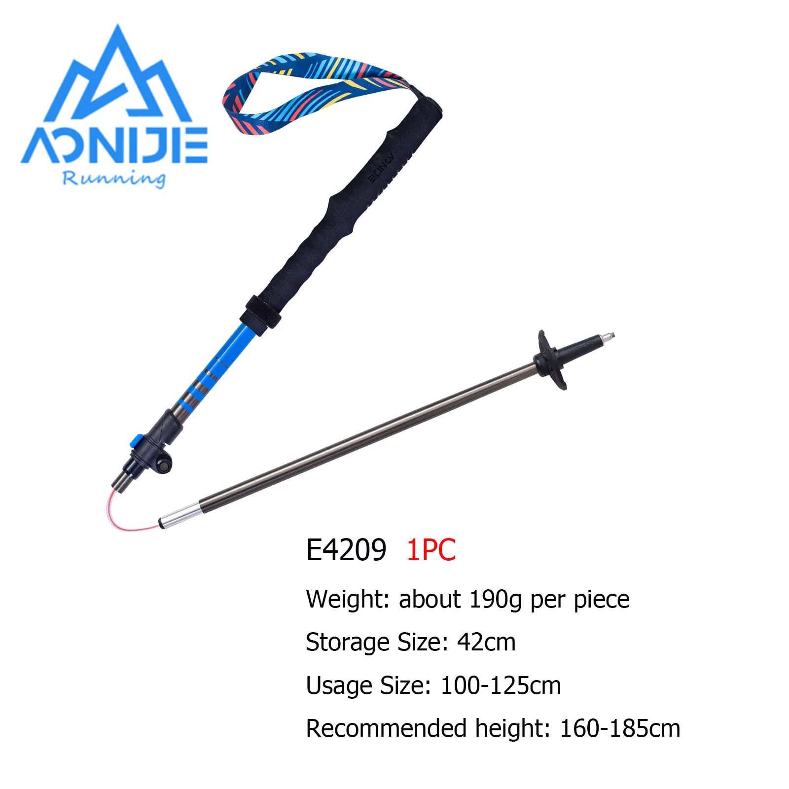 AONIJIE – bâton de randonnée léger et pliable, 110-125cm, réglable, en alliage d'aluminium pour la course sur sentier E4209