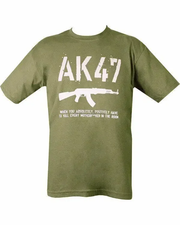 AK47 T-SHIRT OLIVE PRINTED TACTICAL AIRSOFT PAINTBALL MENS COTTON FUNNY GIFT