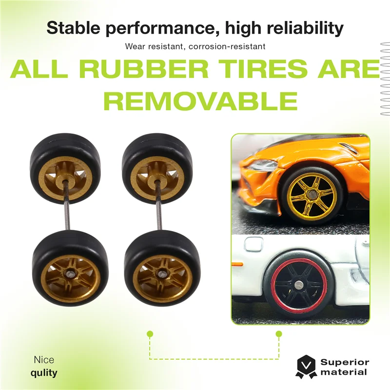 ABWE-Jantes de borracha e 5 pares de 11 mm de alta qualidade, configuração CE28 BBS LMR FUCHS para modelos de carros fundidos em 1:64