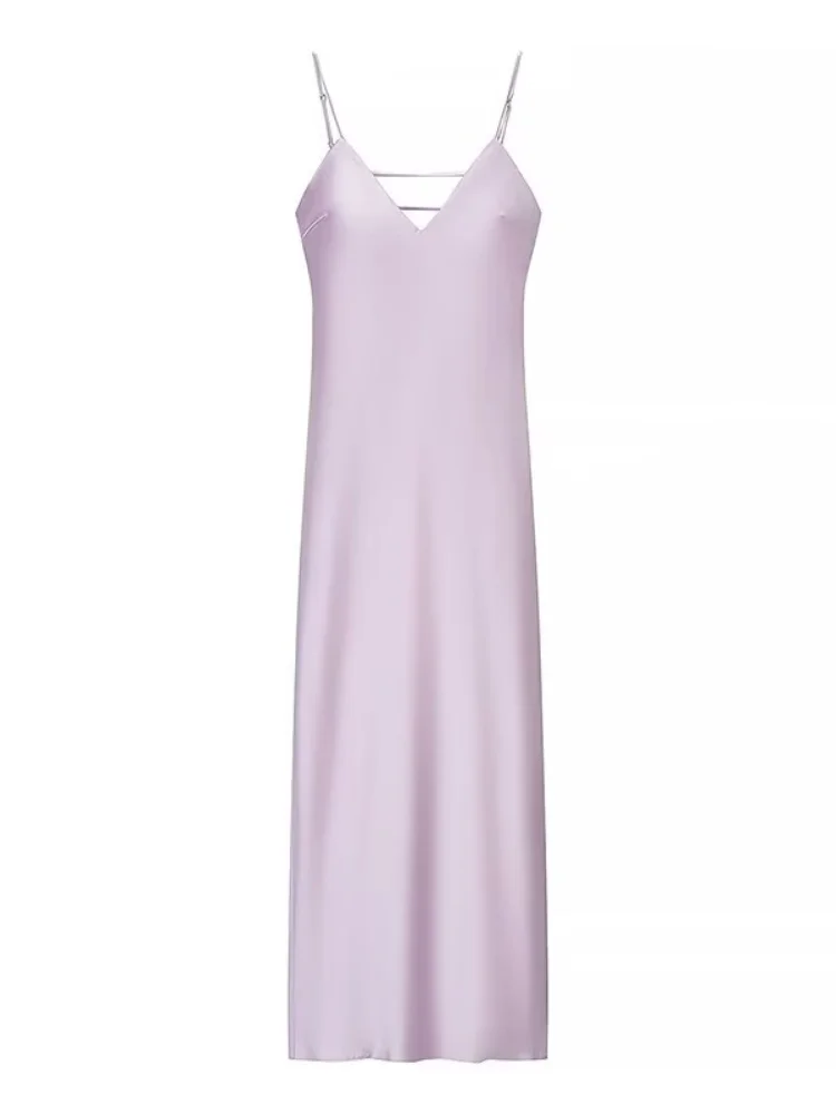 open lace back dress Lotus Bias Cut Silk Slip Dress Violet · FINNEY main image 1
