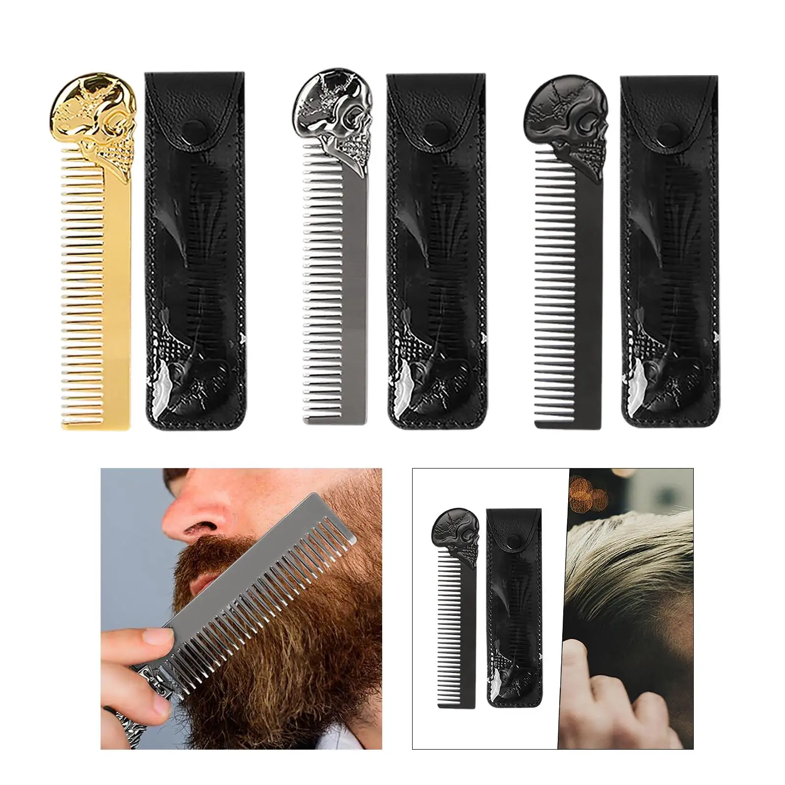 مشط سبيكة لحية للرجال ، مشط جيب ، أداة تشذيب دقيقة