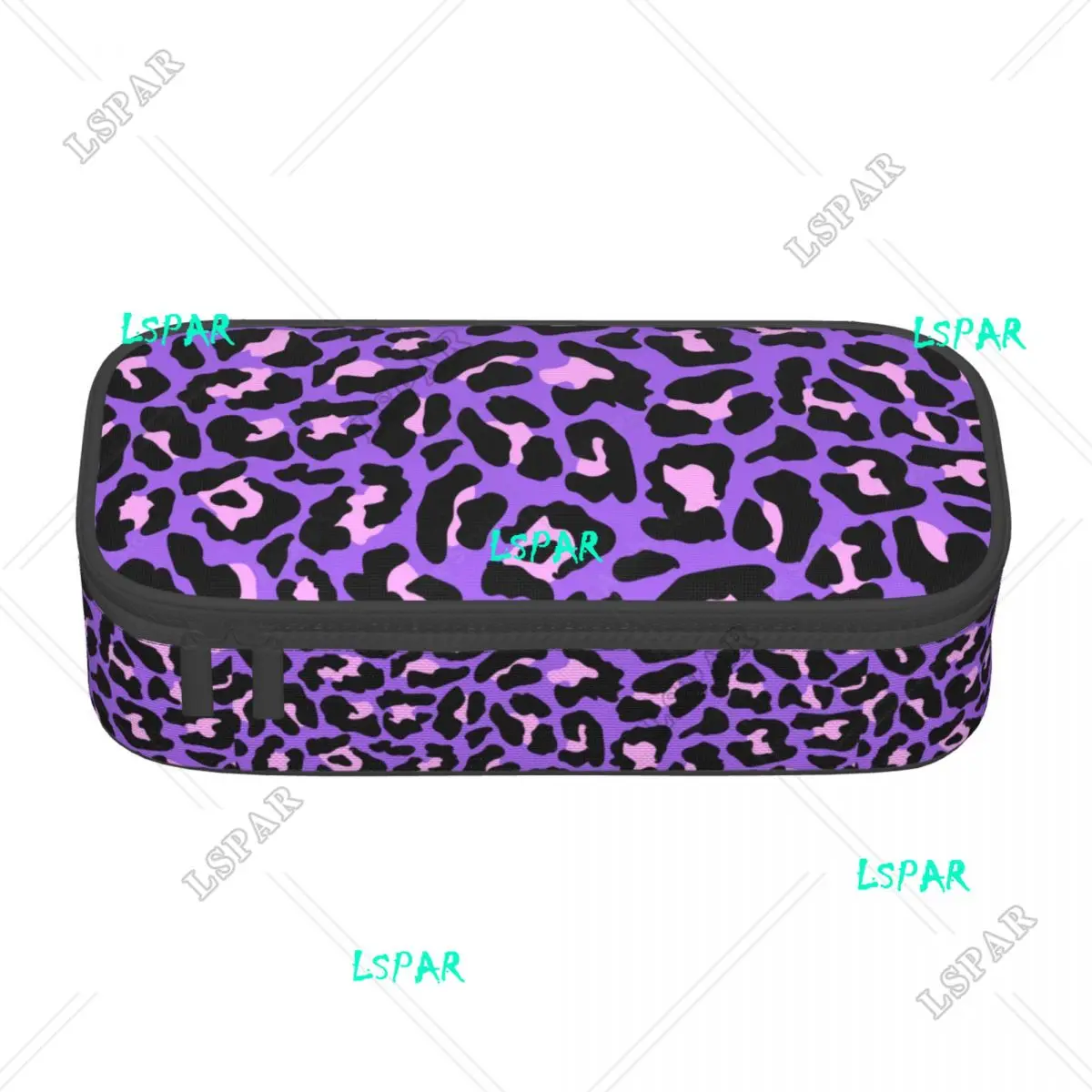 Customized Neon Purple And Pink Leopard Seamless Pattern Pencil Cases for Big Capacity Animal Cheetah Pencil Box Stationery