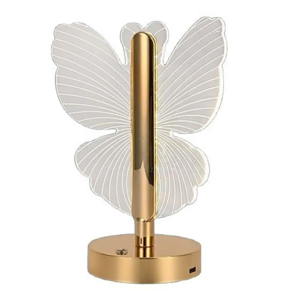 3-Color Lighting Butterfly Desk Lamp Transparent Dimmable LED Table Lamp Atmosphere Light Soft Lights Nordic Acrylic Night Light
