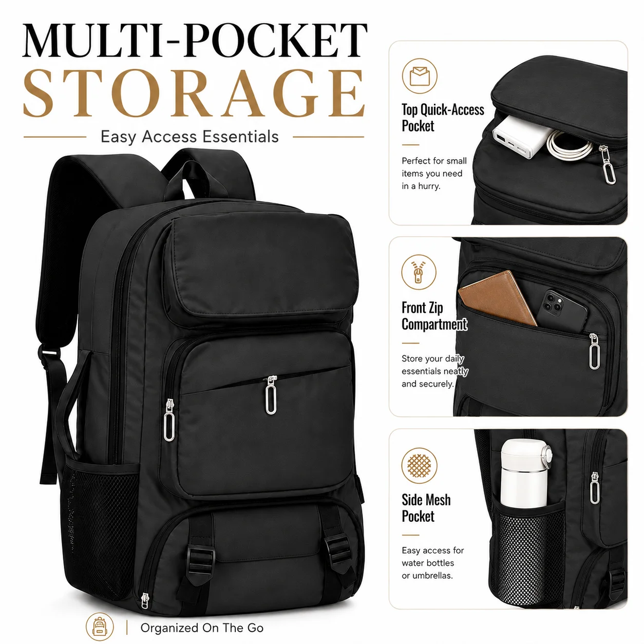 Men's Large-Capacity Travel Backpack with Separate Shoe Compartment, Multi-Pocket Design, Organized and Spacious, Suitable for Laptops, Daily Commuting, Business Trips, and Leisure Use