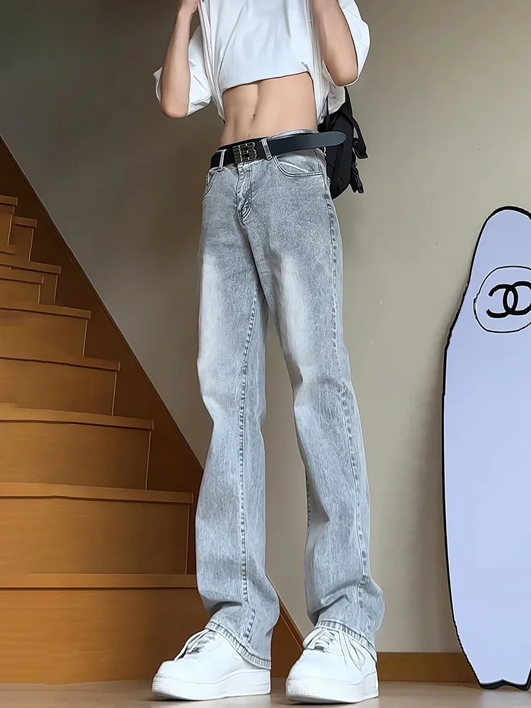 

Slim Fit Straight Leg ey e Denim Jeans for Men High Waist Bell Bot Vintage American Sle Youth Faion Breathable