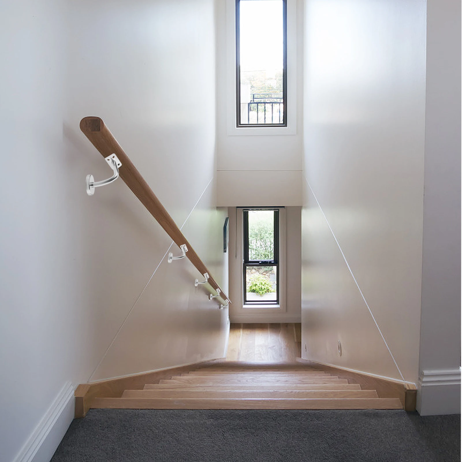 

2Pcs Stainless Steel Handrail Wall Mounted Bracket Easy Install Suitable Home Hotel Company Occasions