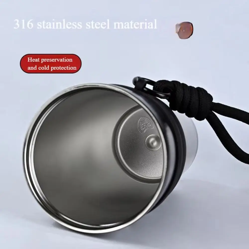 

With Straw Insulated Water Bottle 316 Stainless Steel Large Capacity Portable Insulation Cup with Lifting Rope Portable