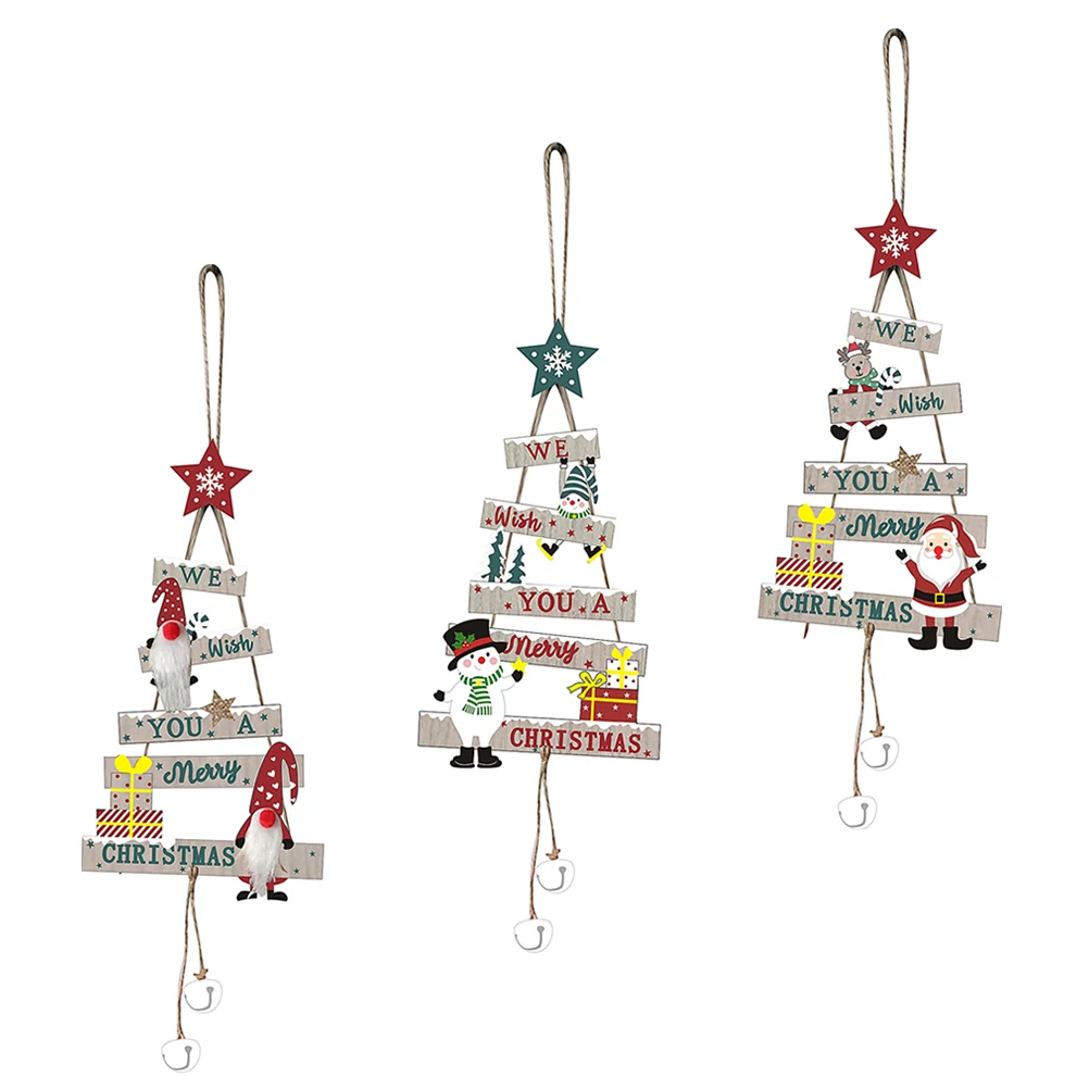 

3Pcs Wooden Santa Hanging Ornaments Christmas Tree Decor Exquisite Xmas Party Pendant Christmas Decorations Xmas Wood Pendants