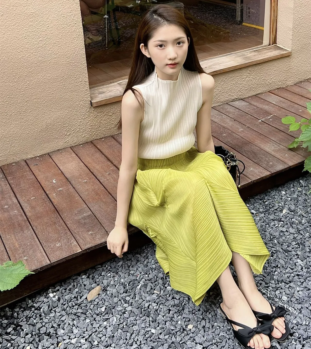 

High Waist Pleated Midi Skirt Spring Summer 2025 Unique Design Sensation Bloom Skirt A-Line Long Skirts Simple Style