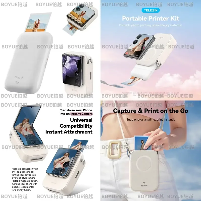 Portable Mini Photo Printer Wireless Bluetooth 300dpi ZINK Inkless Thermal Printing Device with Mobile App for Instant