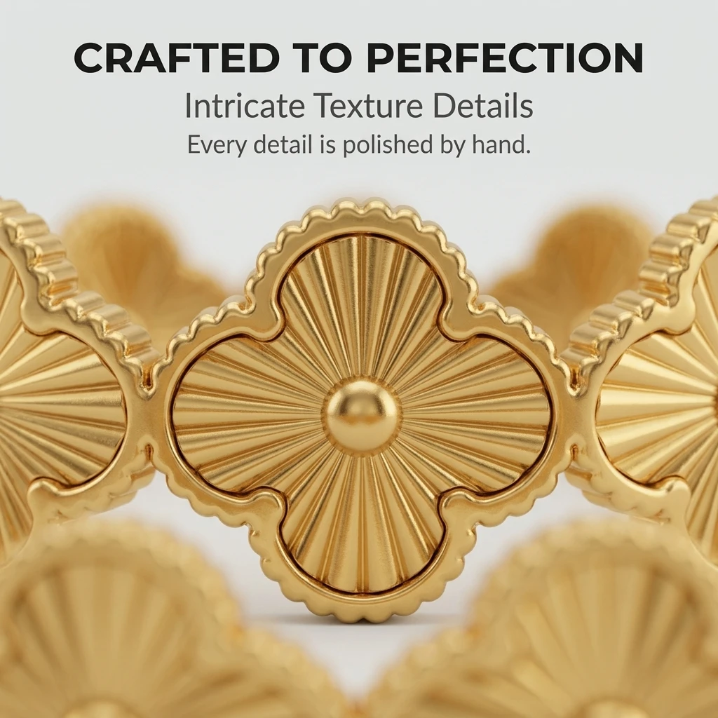 Goldfarbenes Snap-on-Blumenarmband, breites Edelstahlarmband für Damen, modisches Schmuckgeschenk – Detail 3