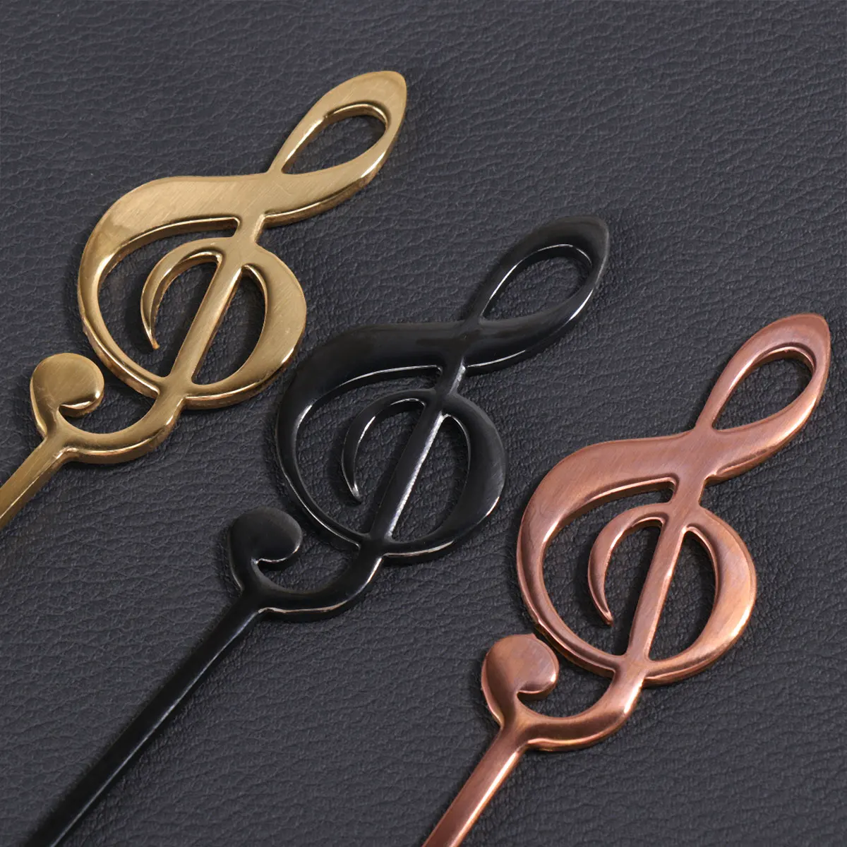 

3 Pcs Stainless Steel Notes Spoon Dessert Scoop Stianless Coffee Stirring Spoons for Bar Musical Pattern