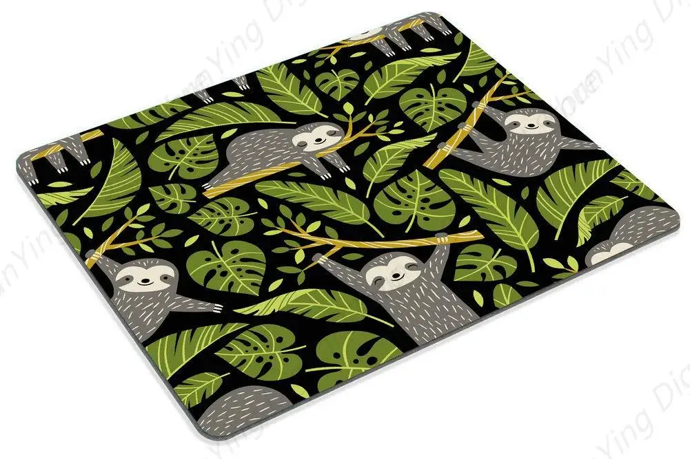 Game Mouse Pad Cute Sloth And Tropical Palm Leaf Mouse Pad Anti Slip Rubber Computer Office Mouse Pad 25*30cm