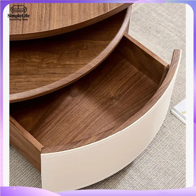 Modern Walnut Wood Coffee Table for Living Room Multifunctional Side Table Unique Leaf Shape Solid Wood Design Luxury image 5