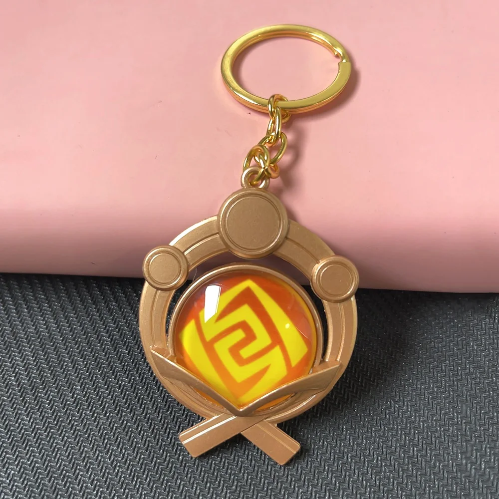 Game Genshin Impact  Keychain Mondstadt Liyue Snezhnaya Inazuma Luminous 7 Element Weapons Eye Of Original God Toy KeyRing