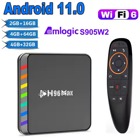H96 MAX W2 Android 11 TV BOX Amlogic S905W2 4G 32G 64G AV1 2.4G&amp;5G Wifi BT AV1 3D H.265 4K HDR+ Media Player Tvbox 2G16G