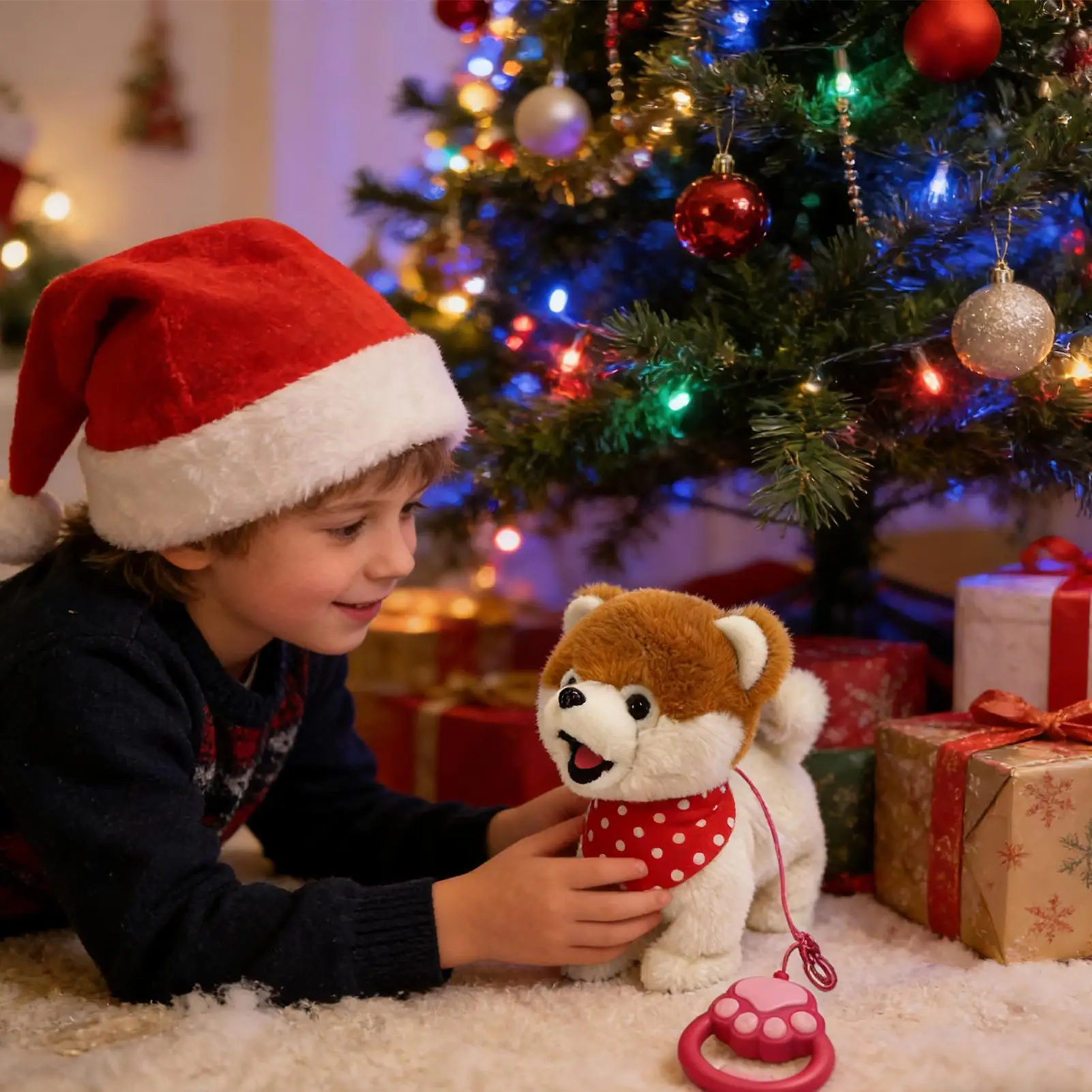 로봇 강아지 시뮬레이션 플러시 전자 강아지, 로봇 강아지, 걷고 짖는 전자 애완동물, 전기 강아지 장난감, 휴일 선물