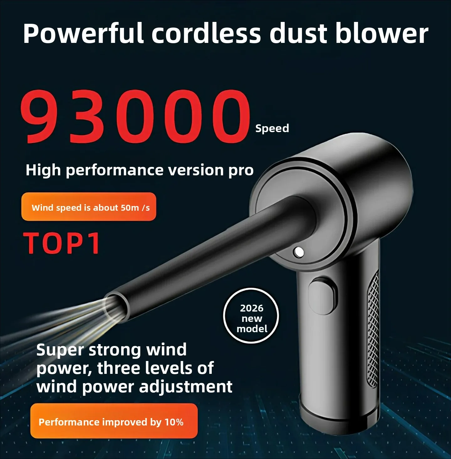 USB Cordless Electric Air Duster 11000Pa 77000RPM 15000mAh Rechargeable Blower Vacuum for PC Keyboard Desktop Cleaning