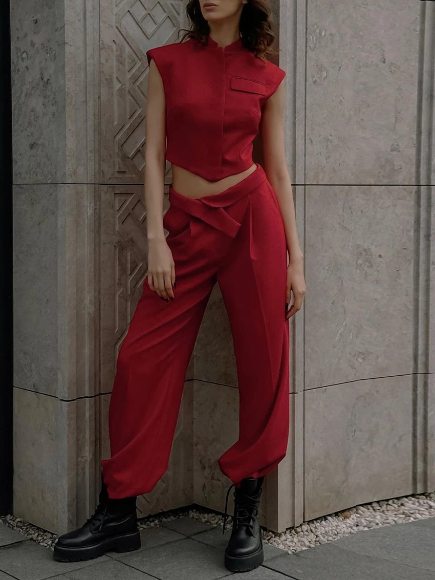 Marthaqiqi Fashion Female Pajamas Suit O-Neck Sleepwear Sleeveless Nightwear Crop Top Nightie Pants Summer Women Nightgowns Set