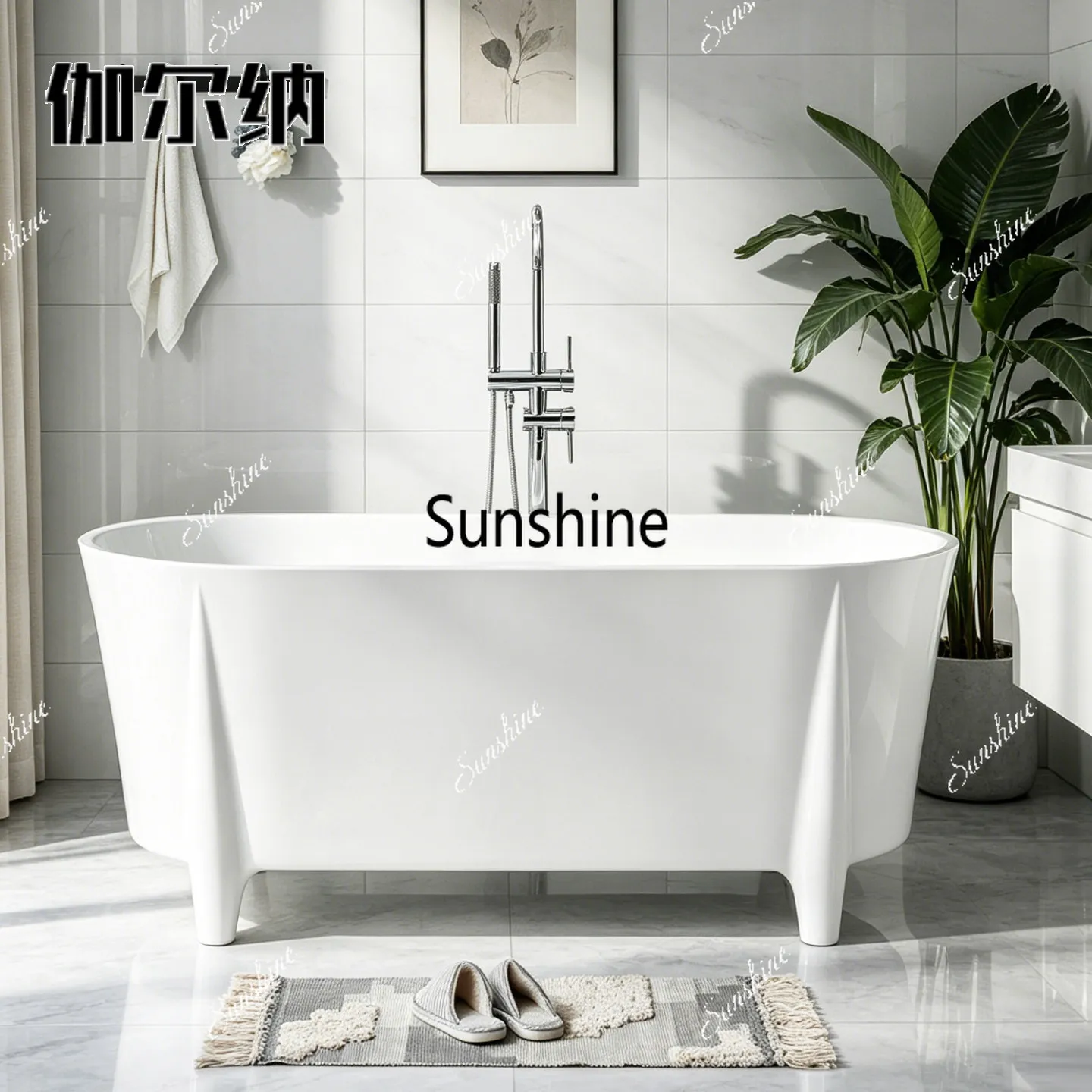 Acrylic bathtub, one-piece foot household free-standing princess with feet