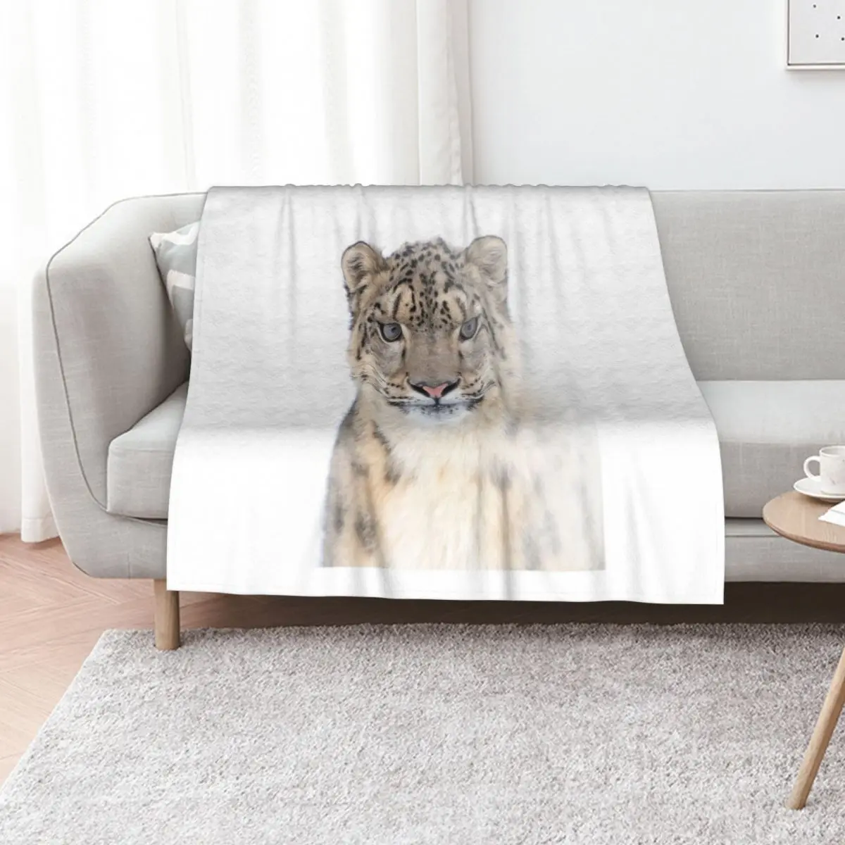 Portrait of a Snow Leopard Throw Blanket Fuzzy Plush Throw Blanket for Sofa Chair
