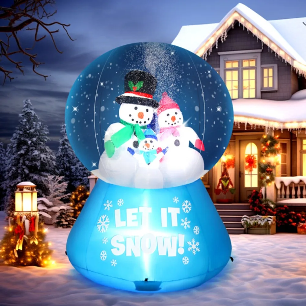 5.9 FT Lighted Christmas Inflatable Decoration, Large Inflatable Snow Globe with Snowman Family, Funny Blow Up Yard